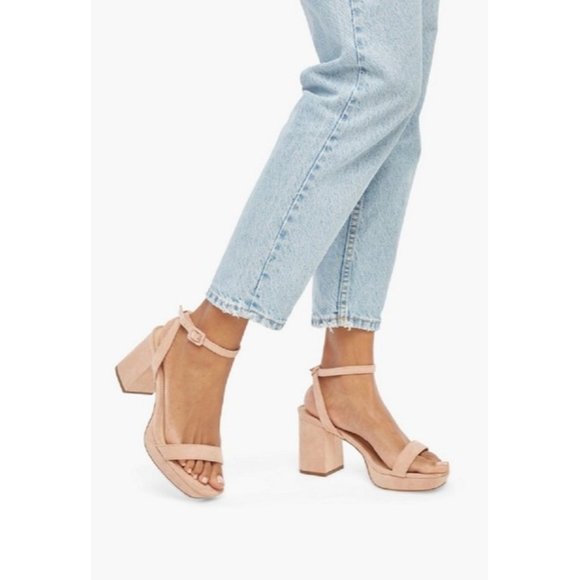 *Justfab Pink Blush Suede Iris Open Toe Ankle Wrap Strap Dress Sandals Pumps - Picture 1 of 6